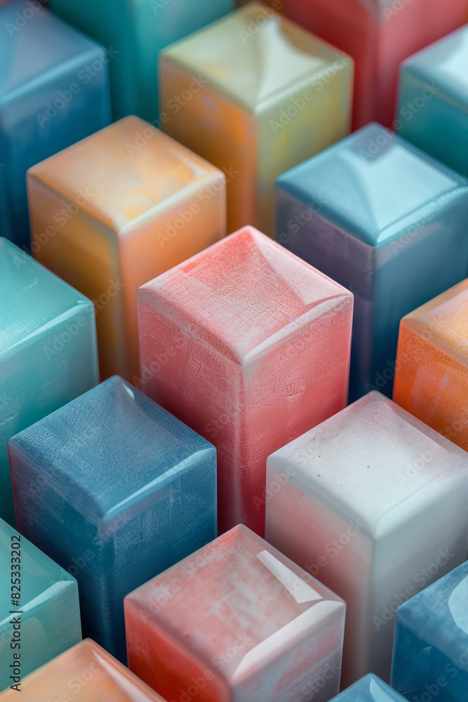 Aufkleber seamless isometric pattern of layered cubes creating a stepped, 3d effect,