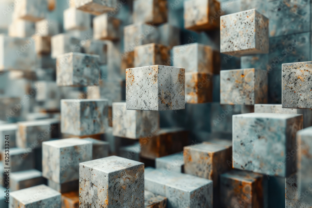 Aufkleber abstract isometric background featuring floating cubes in neutral shades,