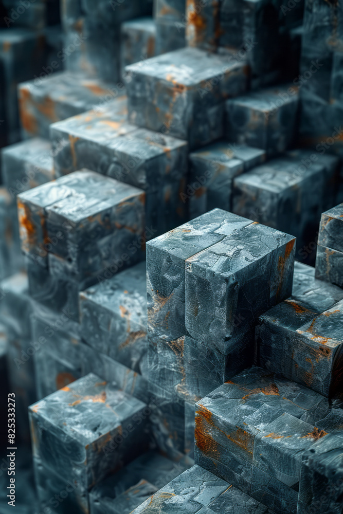 Leinwandbilder minimalist isometric design with tessellating cubes in a subtle color palette,