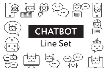 Robot icon. Chatbot icon. Cute smiling bot. Outline robot sign. Vector flat line cartoon illustration. Voice support service bot. Virtual online support. Robot icon