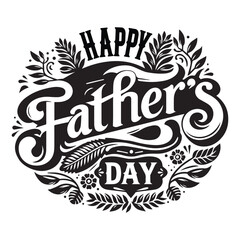 Happy Fathers Day greeting with hand written lettering Vector illustration
