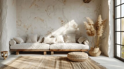 sustainable, eco-friendly living room with recycled furniture and decor, promoting environmental consciousness and responsible consumption
