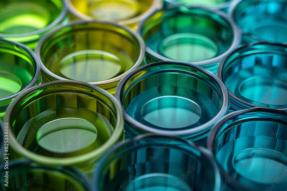 Aufkleber isometric pattern of translucent cylinders with gradient shades of green and blue,