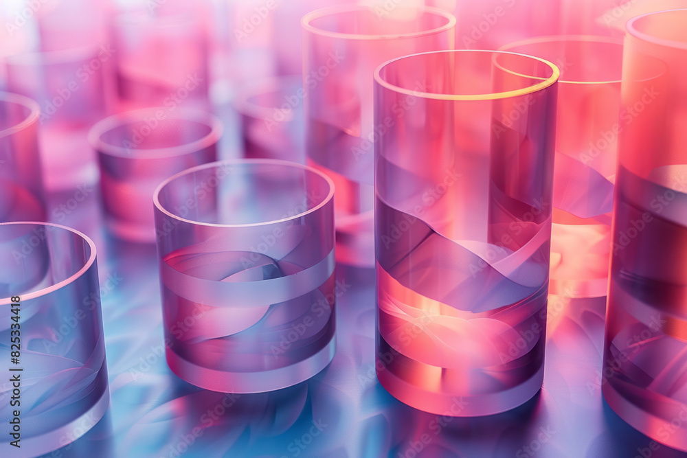 Aufkleber Isometric cylindrical forms creating a seamless wave pattern with soft gradient colors,