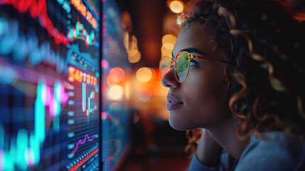 Fototapeta premium young people analyze cryptocurrency with trading screen