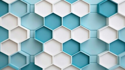 Naklejka premium Blue and white hexagonal pattern featuring white hexes on each side