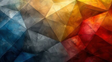   Multicolored wallpaper with a pattern of varying hues of blue, yellow, red, and orange in close focus