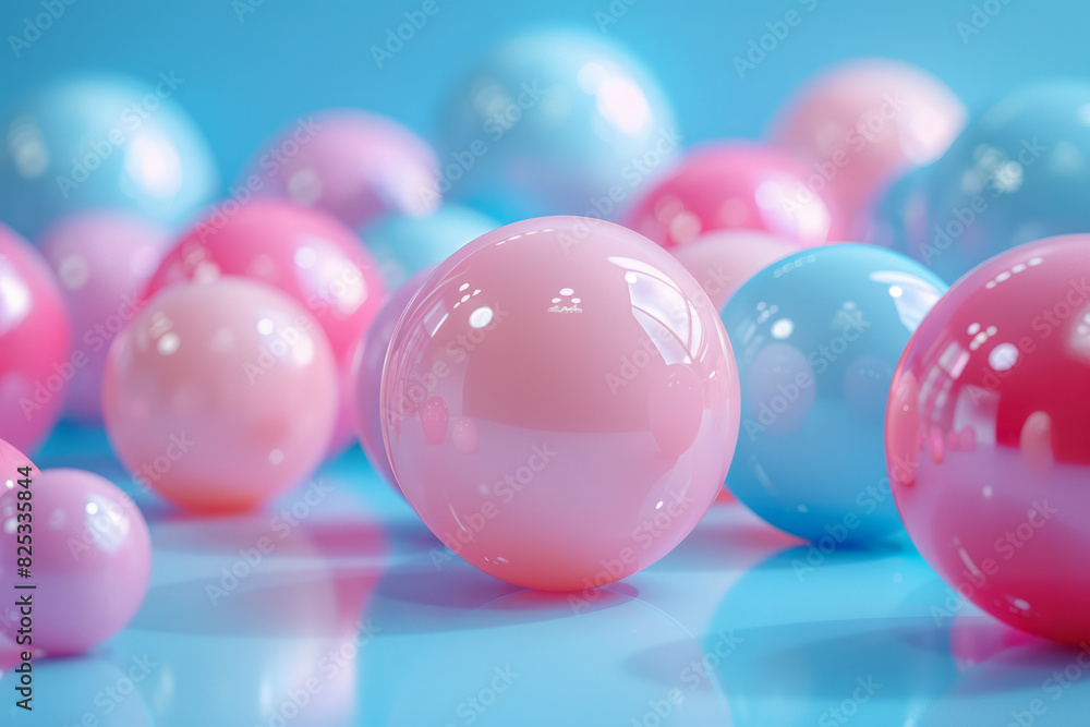 Aufkleber soft pastel spheres in isometric view forming a seamless background pattern,