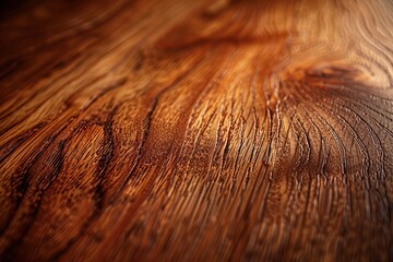 Closeup of a polished wooden table, detailed grain, smooth finish, high resolution, pristine craftsmanship, stock photo