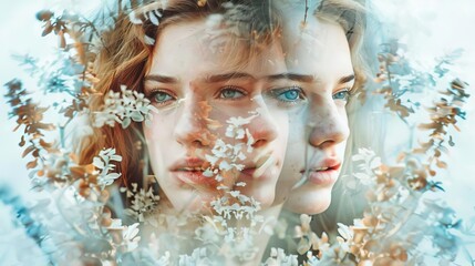 multifaceted beauty captivating multiple exposure portrait of young woman artistic photo manipulation