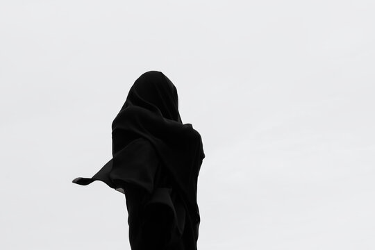 Abstract female dance on beach in sunrise