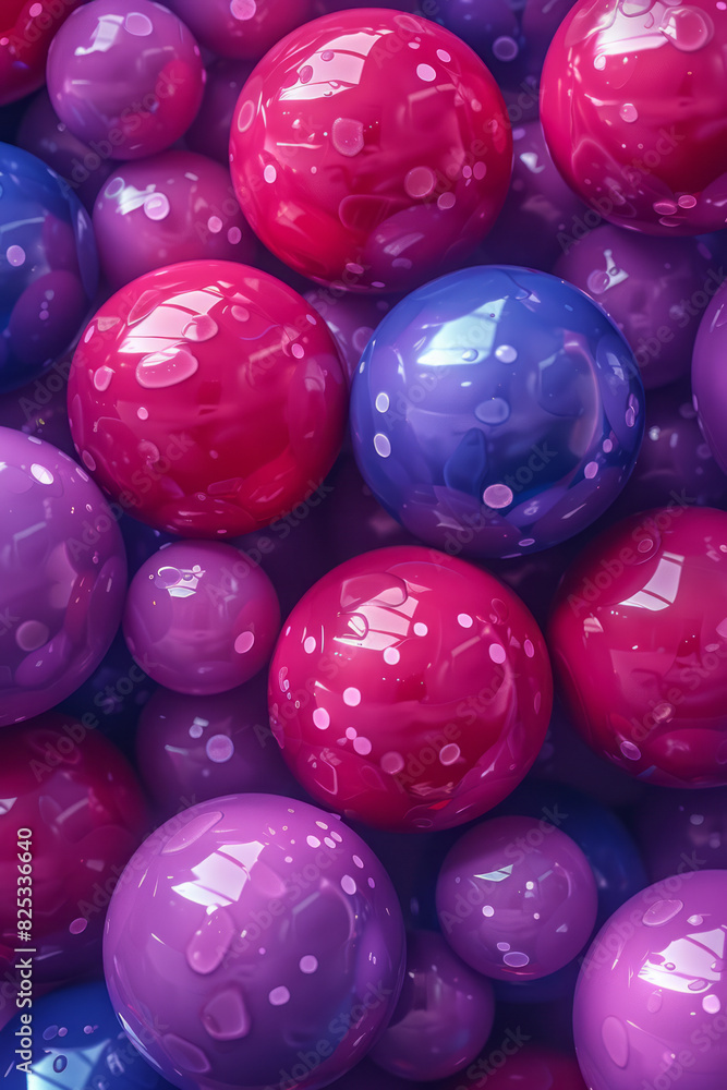 Aufkleber isometric seamless background of purple and magenta spherical shapes in a grid layout,