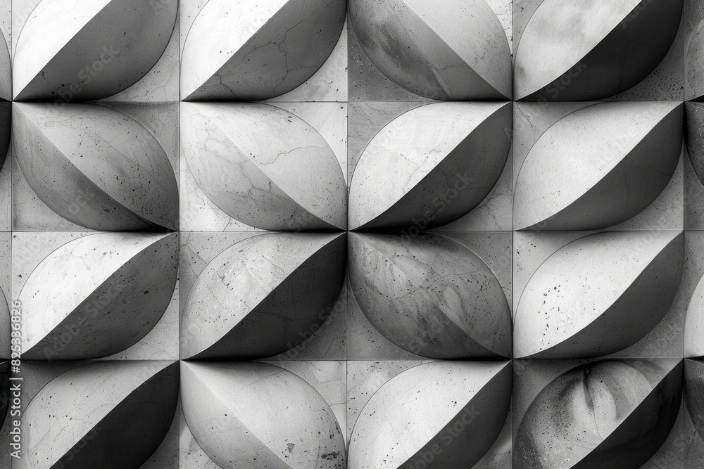 Aufkleber Isometric spherical forms in a repeating diamond pattern with shades of gray and white,