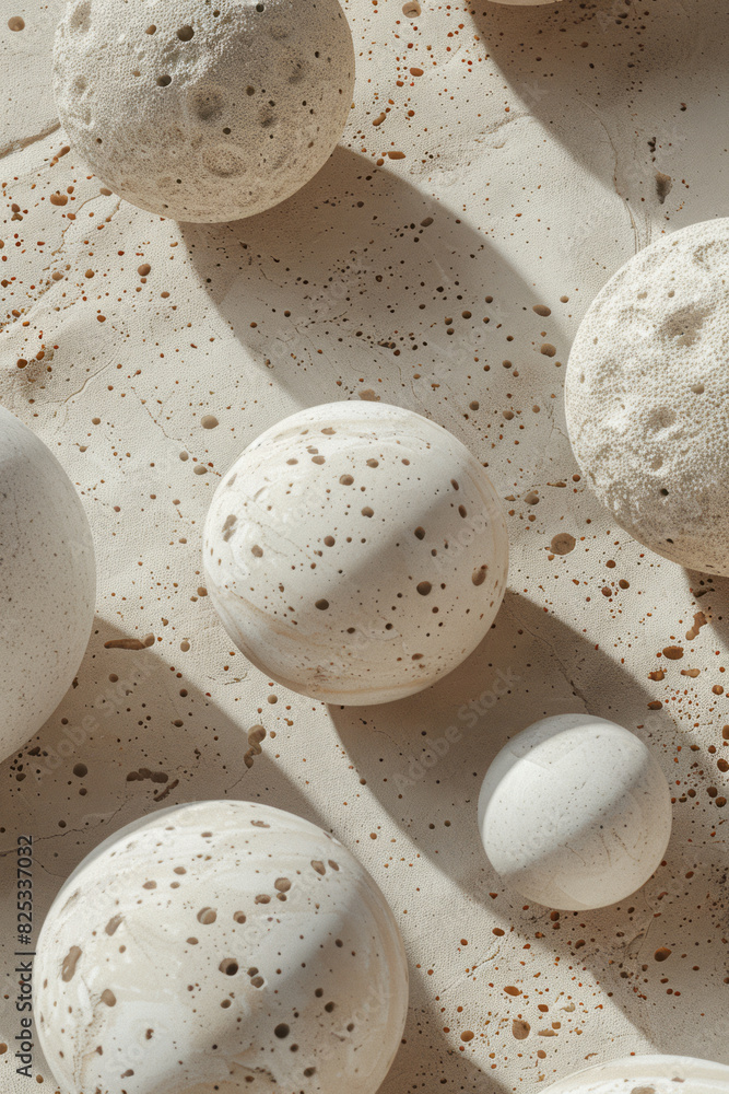 Fototapete isometric pattern featuring spherical forms in various sizes with a sandy texture,