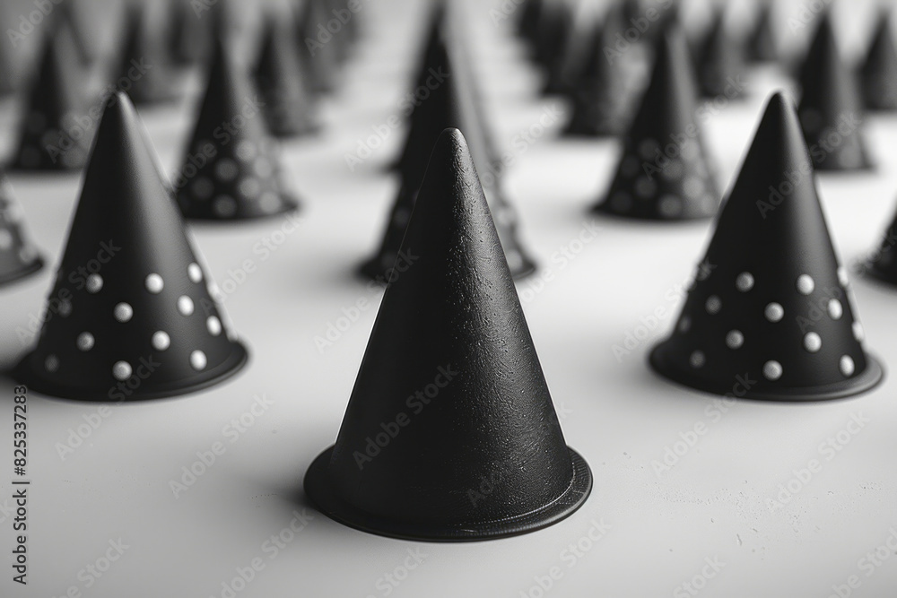 Leinwandbilder a seamless pattern of small, evenly spaced isometric cones in a monochrome color scheme,