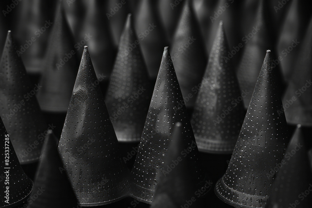Aufkleber a seamless pattern of small, evenly spaced isometric cones in a monochrome color scheme,