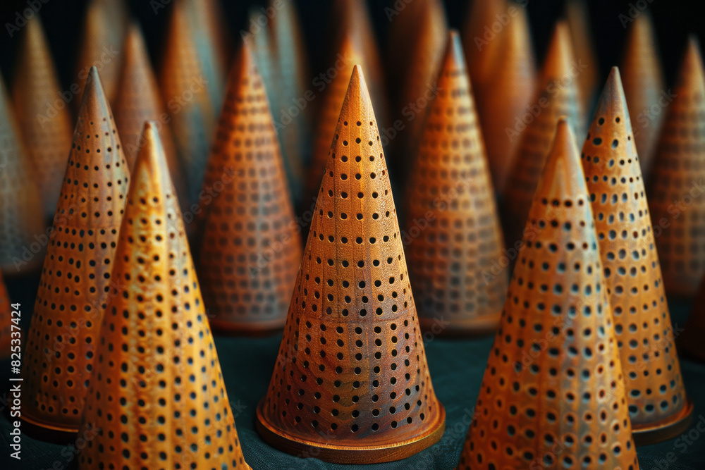 Leinwandbilder a pattern of isometric cones with their bases touching, forming a continuous lattice,