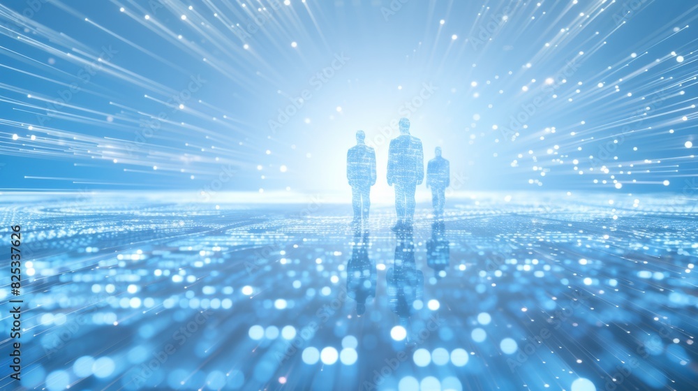 Aufkleber Diverse Cybersecurity Team Monitoring Industrial Data Networks at Twilight, Highlighted by Social Media Updates