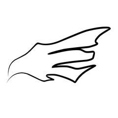 Hand drawn wings outline. Wings sketch cartoon vector ilustration