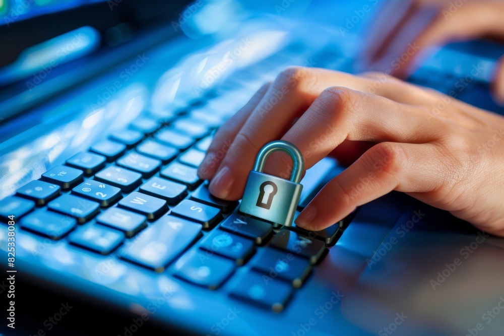 Poster innovative cloud security with data protection and device synchronization, depicted with vibrant ora