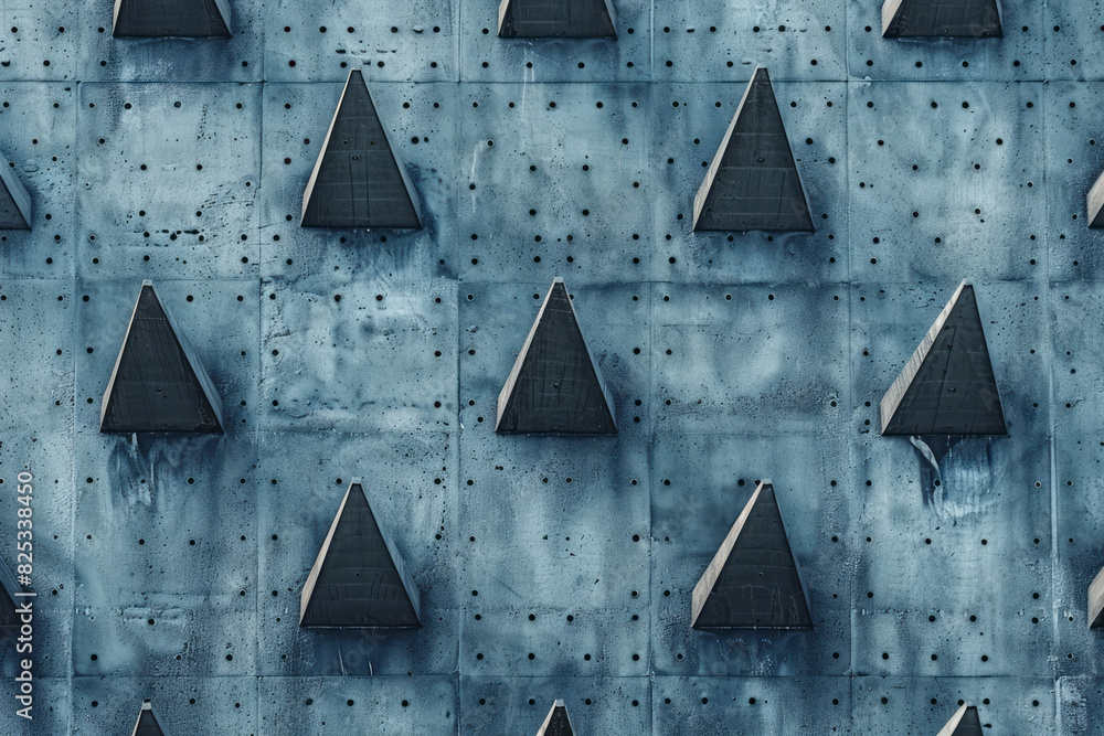 Poster a minimalist isometric pattern with cones fading in opacity as they move diagonally across the backg