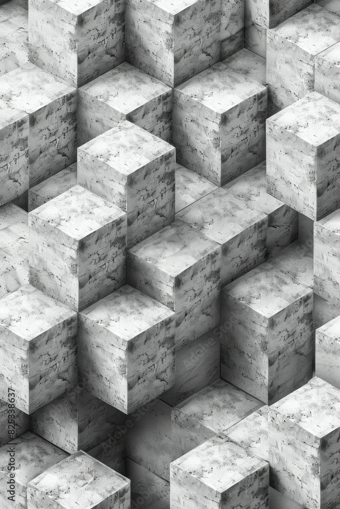 Aufkleber Isometric parallelepipeds arranged in a lattice structure, forming a seamless pattern,