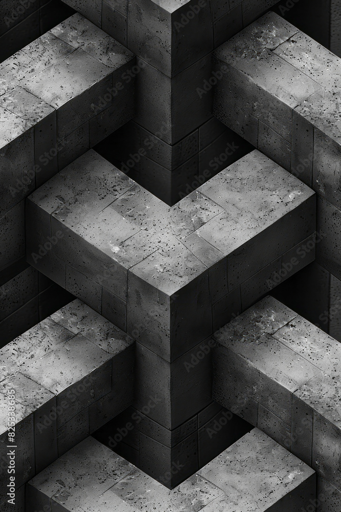 Aufkleber isometric parallelepipeds arranged in a lattice structure, forming a seamless pattern,