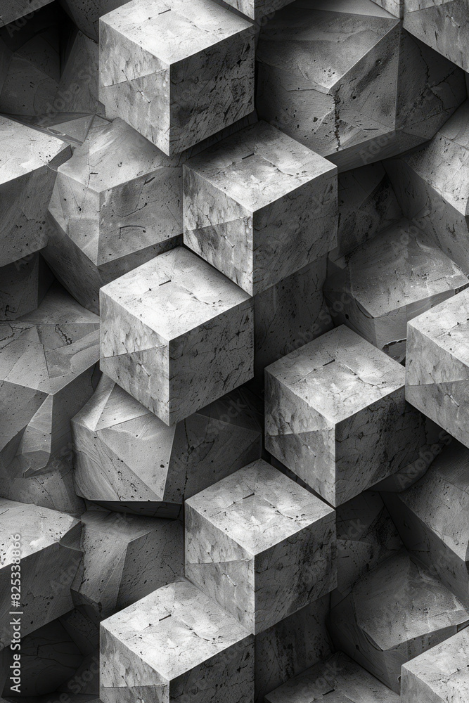 Poster an abstract pattern of isometric tetrahedrons, evenly spaced and aligned,