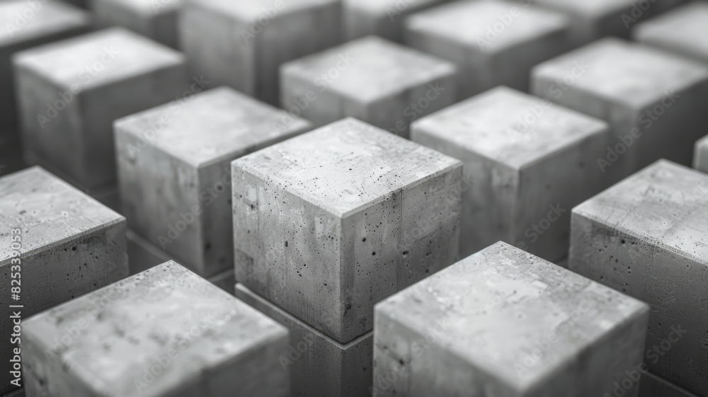 Aufkleber isometric cuboids with chamfered edges, scattered randomly across the background,