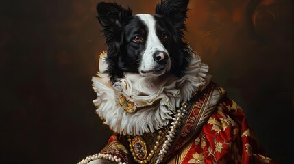 regal border collie in royal shepherd attire commanding attention digital portrait