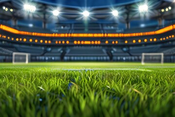 Bright Dreams, Deserted Soccer Ground With a broad perspective of the soccer stadium, the vibrant...