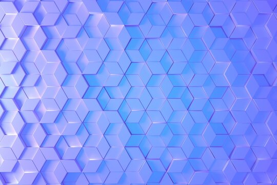 Fototapeta Iridescent Block Wall High Tech 3D Render of Diamond Tile Pattern.