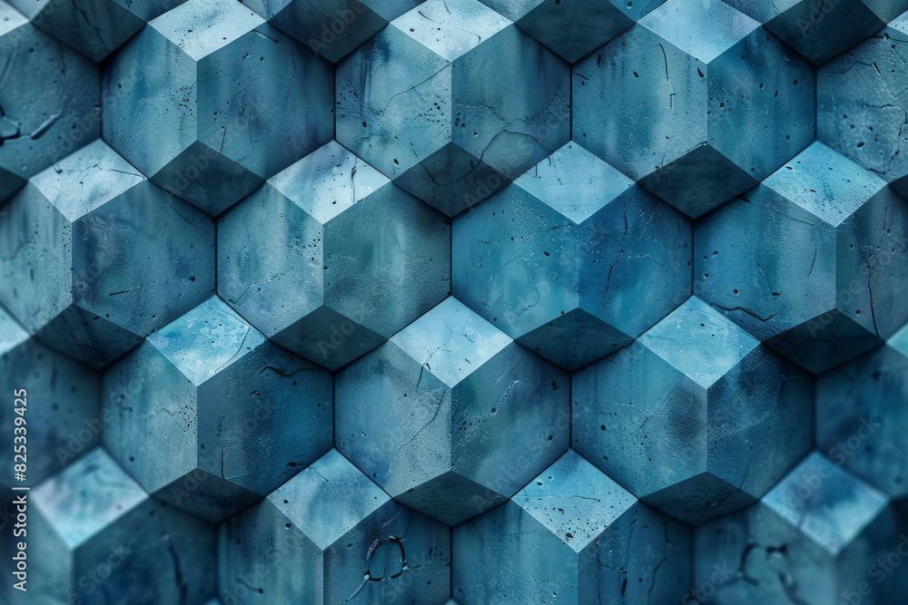 Poster A repeating pattern of isometric octahedrons, creating a complex geometric background,