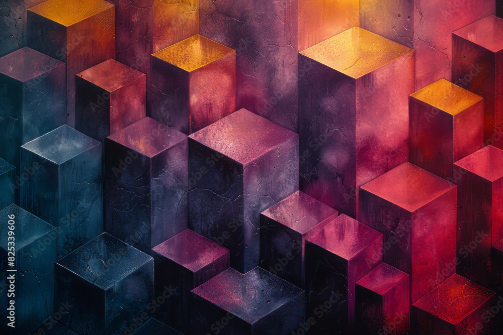 Poster an abstract background with isometric hexagonal bipyramids, creating a unique geometric look,