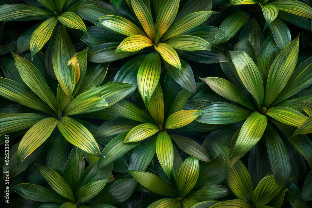 Leinwandbilder isometric pattern of stylized leaves arranged in a grid, with each leaf pointing in different direct