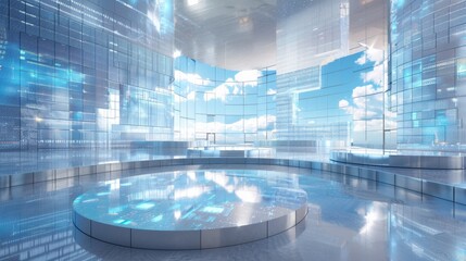 Futuristic Industrial Control Room with Diverse Engineers Monitoring Real-Time Data on Multiple Screens and Holographic Interfaces