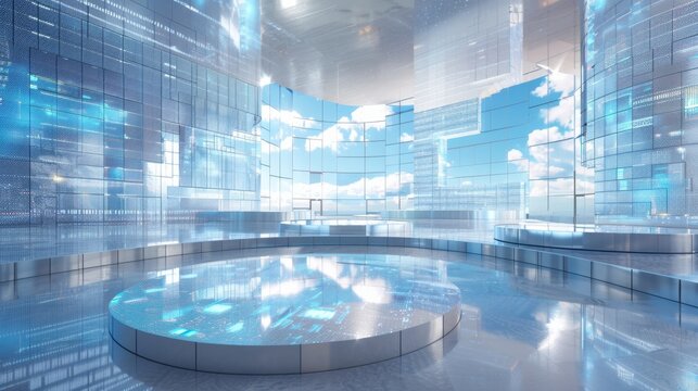 Futuristic Industrial Control Room with Diverse Engineers Monitoring Real-Time Data on Multiple Screens and Holographic Interfaces