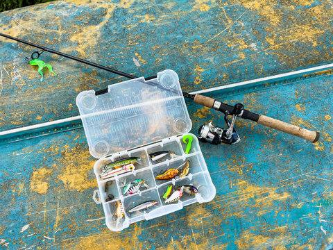 Fishing Rod and Tackle Box Still life 