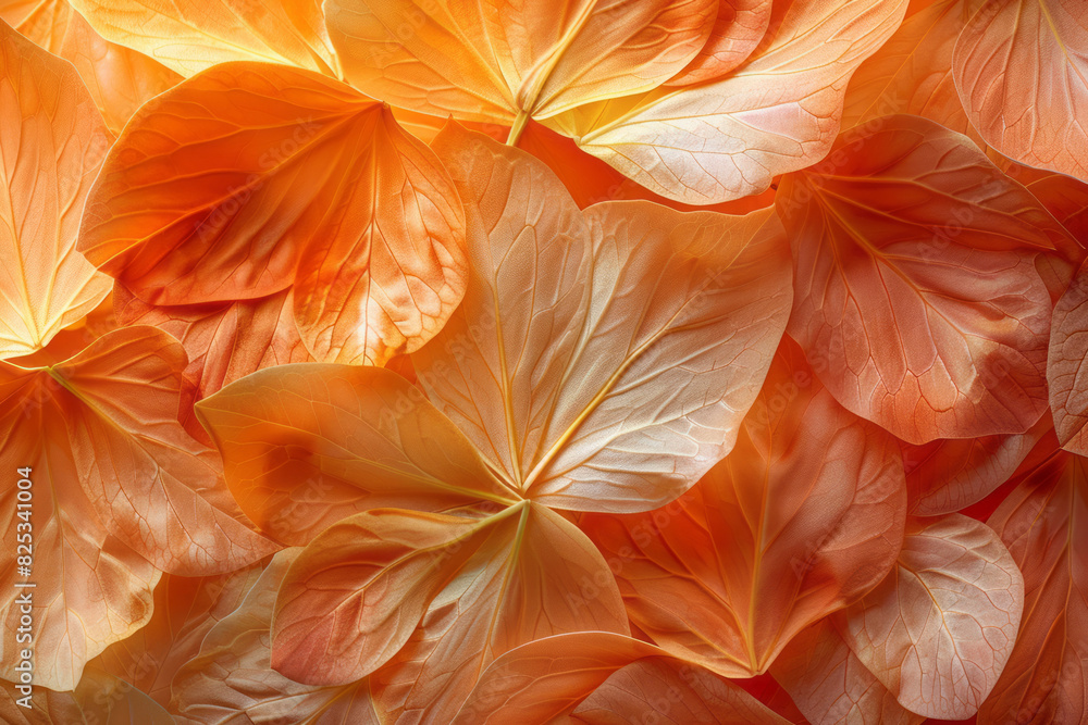 Poster abstract isometric flower petals, arranged in a repeating tessellated pattern,