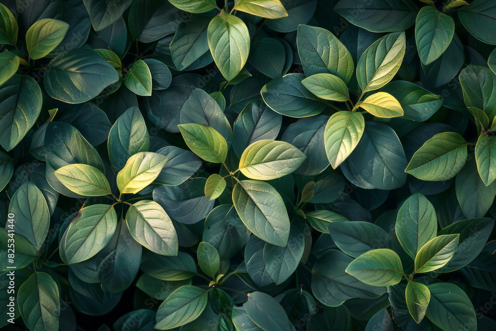 Leinwandbilder isometric leaves and branches, creating a repeating botanical pattern,