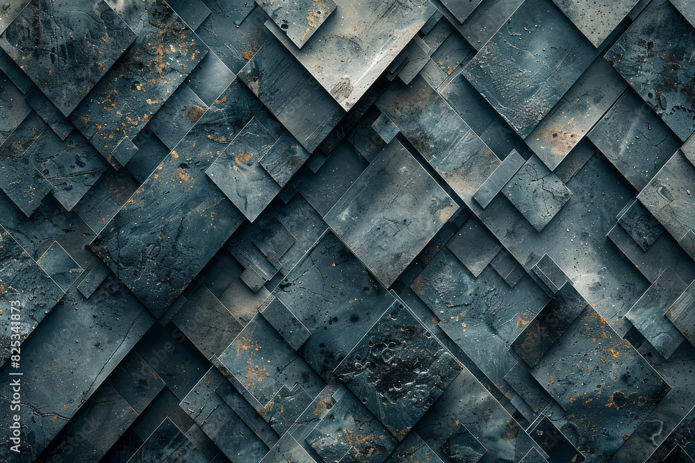 Aufkleber abstract isometric pattern of pyramids and chemical structures, blending seamlessly,