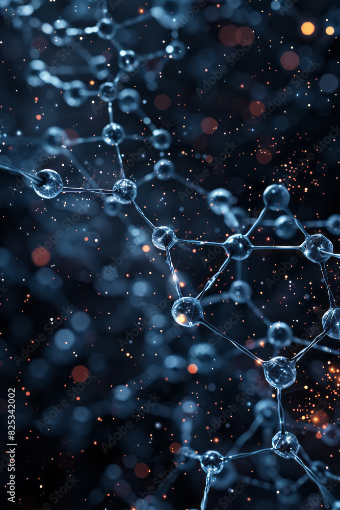 Aufkleber seamless pattern of isometric octagons and stylized molecular diagrams,