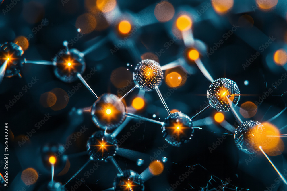 Aufkleber abstract isometric grid of interconnected cubes and molecules, forming a cohesive design,