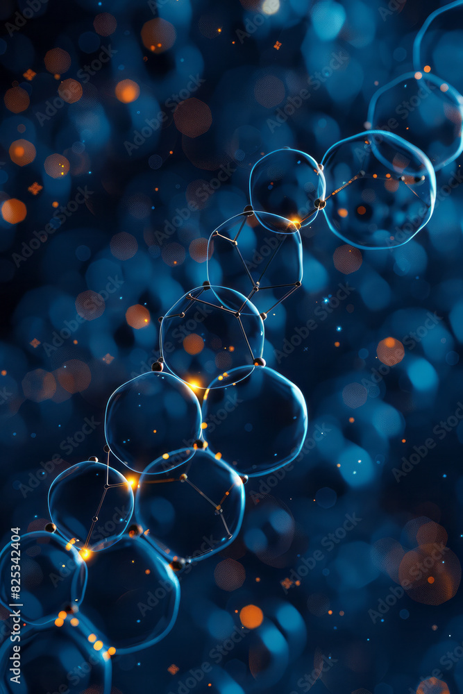 Aufkleber Seamless pattern of isometric pentagons and hexagonal molecular structures,