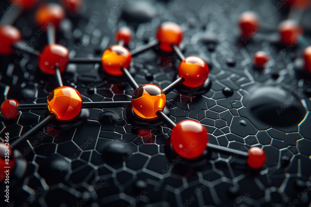 Aufkleber Isometric background featuring a repeating pattern of geometric shapes and molecular models,
