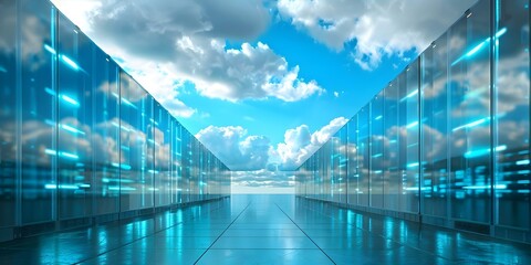 Using serverless technology in a hybrid cloud setup for modern digital infrastructure. Concept Serverless Technology, Hybrid Cloud, Digital Infrastructure, Modern Setup