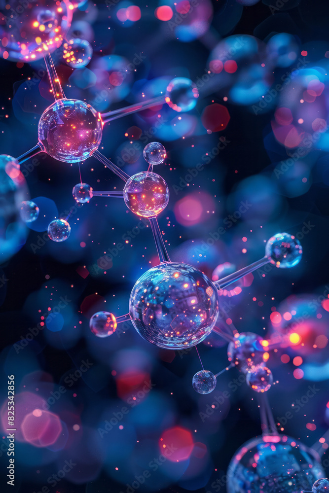 Aufkleber Abstract isometric pattern of interconnected geometric shapes and molecular diagrams,