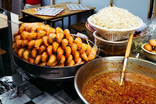 Street Food Stall Serving Fried Snacks