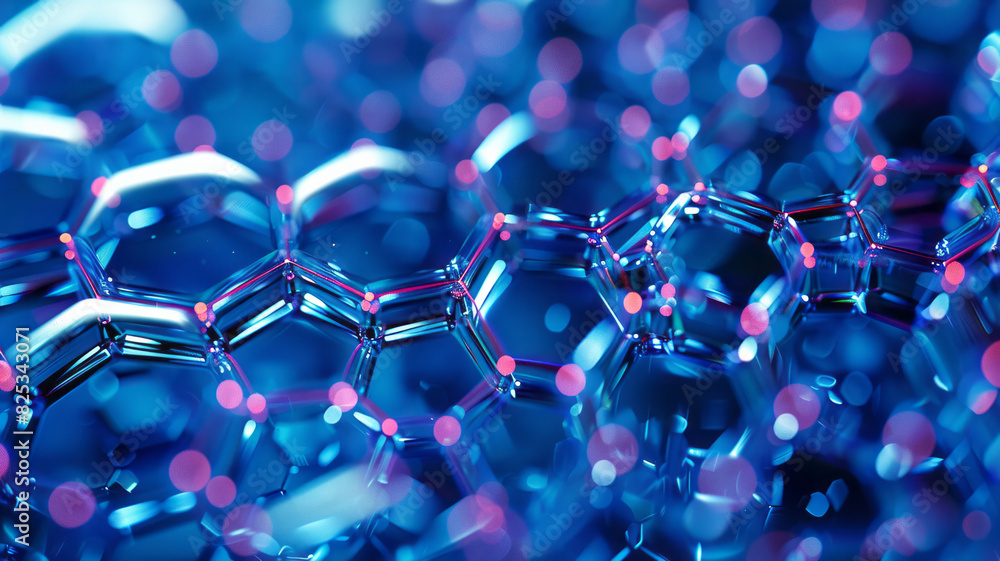 Aufkleber Isometric background featuring repeating hexagons and embedded molecular structures,