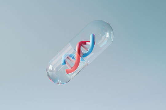 3D Render of DNA in Capsule